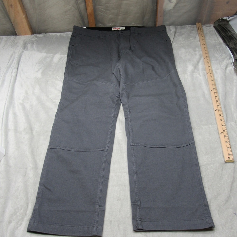 Wrangler Utility Pants Mens 40x31 Gray Regular Fit Stretch Double Knee Work NEW‎